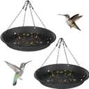 2 Sets 12.8'' Bird Seed Catcher Tray Platform Bird Feeder Large Hanging Tray Fits Most Feeders Catches Most Falling Seed and Husk Outdoor Yard Garden Backyard for Attracting Birds, Black