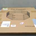 Dog Pen Pet Playpen Dog Fence Indoor Foldable Metal Wire Exercise Puppy Play Yard Pet Enclosure Indoor Outdoor 8 Panels 24 Inch with Bottom Pad/Top Cover (Black with top Cover)