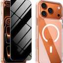 for iPhone 17 Pro Case Clear with Privacy Screen Protectors for iPhone 17Pro Magnetic Cases Compatible with MagSafe, [Camera Protection] [Military Drop Protection] Shockproof for 17 Pro 2025 Cover
