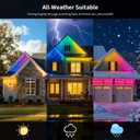 iHomey 50ft Permanent Outdoor Eaves Light with 30 LED, Waterproof Smart RGB Light with App/Remote Control, for Christmas, Halloween