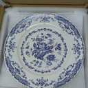 Salad Plates, Ceramic Plates Set of 6, Kitchen Plates Microwave Safe, 8.5 Inch White Plate Dessert Blue Floral