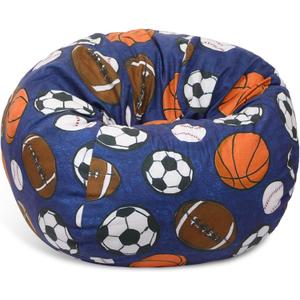 Novabright Stuffed Sports Storage Bean Bag Chair Cover for Teens 2.3 Feet Plush Soft Bean Bag Ball Themed Sofa Organizer with Double Stitched Zipper Washable Kids Room Decoration No Filling