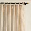 THE ART BOX Gauze Striped Curtains, Boho Linen Tie Top Hanging Curtains Light Filtering Door Window Treatment 2 Panel Curtain Drapes for Living Room Bedroom Beige on White (63''x42'' Each Panel)