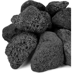 Mr. Fireglass Lava Rock Granules, Large Black Volcanic Lava Rock for Fire Bowls, Fire Pits, Gas Log Sets, Indoor or Outdoor Fireplaces - 10 Pounds (2.75"-5")
