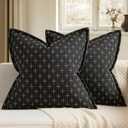 MIULEE Decorative Burlap Linen Throw Pillows Covers 18x18 Inch Black Vintage Couch Pillow Covers Outdoor Modern Farmhouse Pillowcase Woven Textured Cushion Cases for Sofa Bed Livingroom