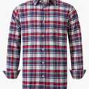 Double Pump Mens Flannel Shirts Cotton Long Sleeve Casual Regular Fit Button Down Plaid Shirts Small