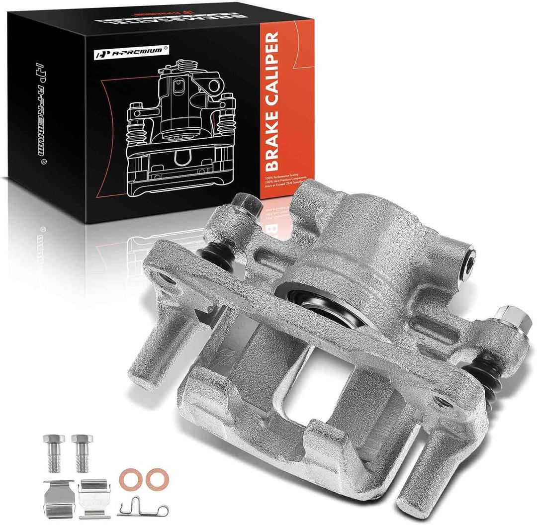 A-Premium Disc Brake Caliper Assembly with Bracket Compatible with Select Chrysler, Dodge, Jeep and Mitsubishi Models - 200, Sebring, Avenger, Caliber, Compass, Patriot, Lancer - Rear Driver