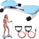 Waist Twister Machine, Ab Twister Board with Resistance Bands - 300 lbs Capacity Home Exercise Equipment for Belly Fat, Core Workout - Noiseless & Anti-Slip for Women/Men (Blue)