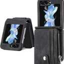 Cases for Galaxy Z Flip7 FE/Galaxy Z Flip 6 Wallet Case with Card Holder Retro 2 in 1 Detachable Zipper Flip PU Leather Protective Phone Cover for Galaxy Z Flip7 FE/Galaxy Z Flip 6 Black