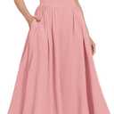 ODIZLI Womens Corset Dress Summer Sundress Spaghetti Straps Low Cut Bustier Cami Midi Dress with Pockets Solid/Floral Print (Pink, S)