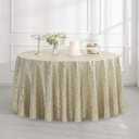 Pufogu 50" Round Champagne Gold Sequin Tablecloth Glitter Champagne Table Cloths for Birthday Wedding Bridal Baby Shower Party Decorations