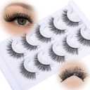 Natural Self Adhesive Eyelashes Wispy Self Adhesive Lashes 3D No Glue Lashes Reusable Cat Eye Lash Faux Mink Eyelashes 5 Pairs by ZANLUFLY