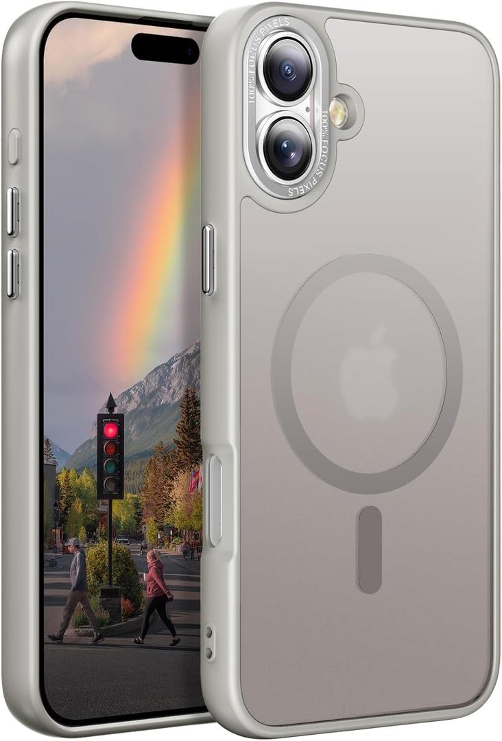 Magnetic Designed for iPhone 16 Plus Case [Military-Grade Drop Tested] [Compatible with Magnet] Slim Frosted Case for iPhone 16 Plus Case Phone Case (6.7"), Gray