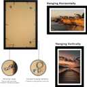12x18 Picture Frame Set of 2, 12 x 18 Wood Poster Frames with Mat for 11x17, Wooden Photo Frames with Tempered Glass Cover for Wall Display,Black, 12x18-2pack