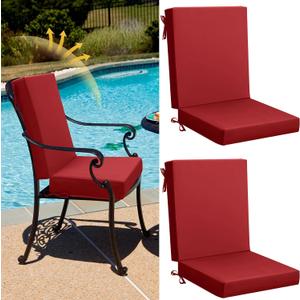 Patelai 2 Set Outdoor Dining Chair Cushions Patio Dining Chair Cushions High Back Weather Resistant for Outdoor Furniture 42 x 21 x 3 in(Red)