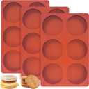 3 Pcs Silicone Egg Molds 4 Inch Jumbo Muffin Top Pans for Baking,Non-Stick 6 Holes Large Round Silicone Molds for Hamburger Egg Whoopie Pie Sandwich