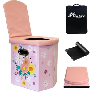 Upgrade XL Portable Toilet for Adults, Extra Large Portable Travel Floding Toilet, Camping Tall Toilets with Lid for Adults and Kids Compact Potty for Car,Hiking,Beach and Camping (Pink)