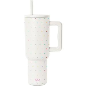 Simple Modern 40 oz Trek Tumbler with Handle and Straw Lid | Cup Holder Friendly Insulated Stainless Steel Travel Mug | Rainbow Dots