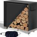 Firewood Rack Cover Firewood Rack Cover, Firewood Cover with Zipper and Open Front Cover, 4FT Firewood Cover with Portable Firewood Pocket