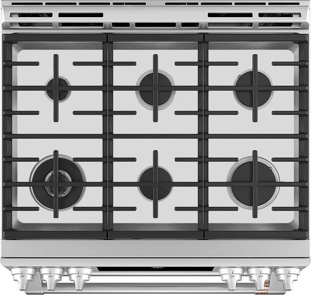 Stove Top Protector for General Electric GE Caf Series Gas Range Stove, Custom Fit Ultra Thin Reusable Burner Splatter Spill Guard Protective Cover Liner in Silver - C2S900P2MS1