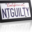 Feekoon License Plate Wall Frame, 13.7" x 7.4" Modern Black Display Cover with 98% UV Protection Acrylic, Imitation Wood Polystyrene Frame Display Vehicle Tag with Hanger