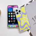Ginkgonut Compatible with iPhone 14 Pro Max Case, Fashion Simple Cute Wavy Pattern for Women Girls Soft TPU+Hard PC Protection Case for iPhone 14 Pro Max-Yellow