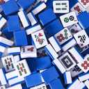 TIASUSAN American Mahjong Game Set, 166 Engraved Blue Tiles, Mahjong Bag and Entire Accessories, 4 Racks, Mahjong Tiles Set for Beginners