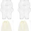 2PCS Protective Case Compatible with LABUBU – Clear Acrylic Display Box with Silicone Strap, Keychain & Dust Cover (Figure Not Included) (Standing and Standing