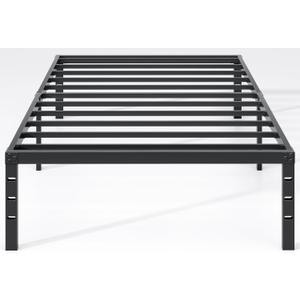 NEW JETO Metal Bed Frame,Twin Size Bed Frame with Storage Space,Heavy Duty Sturdy Mattress Foundation,Easy Assembly,No Box Spring Needed, Black,14 Inch,Twin