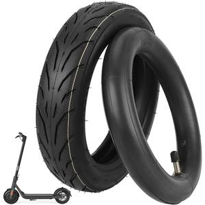 10x2.125 Tire with Inner Tube 10 inch for Segway Ninebot F20 F25 F30 F40 F Series Heavy Duty Replacement Wheels Parts Inner Tube Tire for Electric Scooter Accessories (Black) (Black)