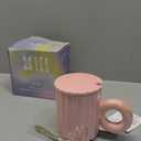 Ceramic Coffee Mug Cute Creative Pearlescent Vertical Stripe Mug Design for Office and Home for Latte Tea Milk(Pink)