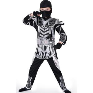 Red Dragon Ninja Costume for Kids 12-14yrs | Halloween Outfit Set with Mask, Gloves, and Accessories L