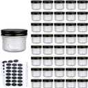 4 oz Glass Jars With LidsBlack,Small Clear Canning Jars For Caviar,Herb,Jelly,Jams,Mini Wide Mouth Mason Jars Spice Jars For Kitchen Storage Preserving Food And Party Favors 40 Pack