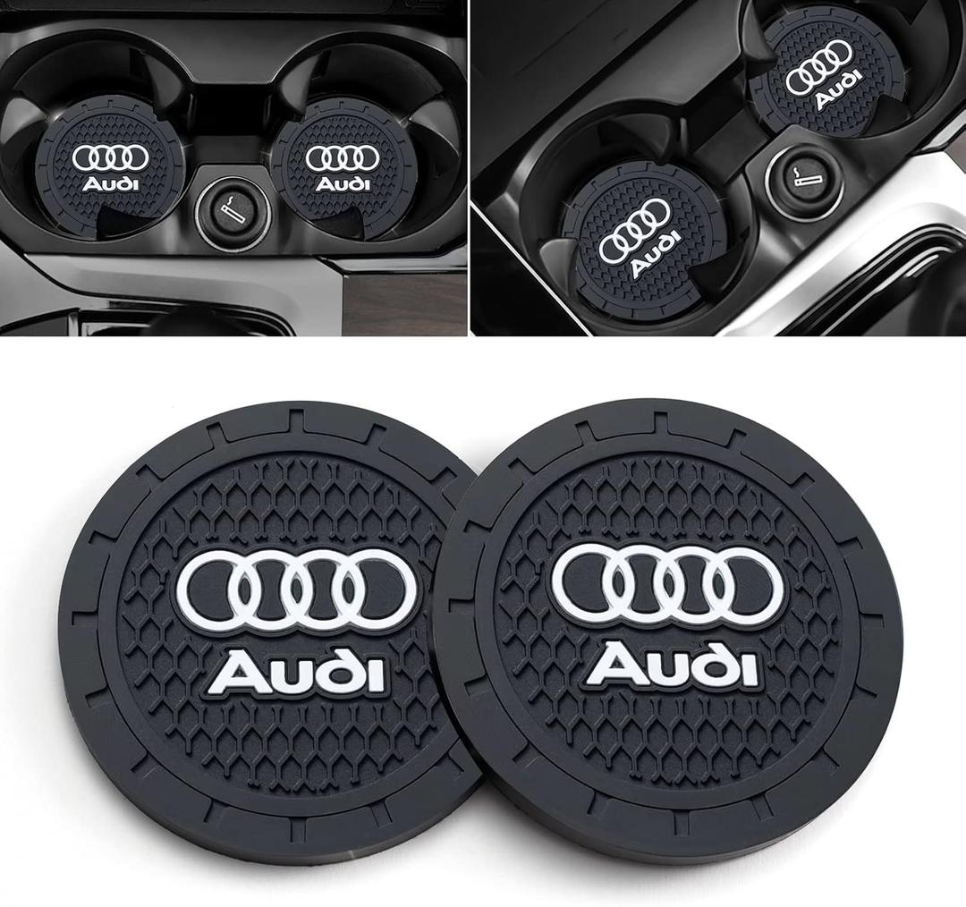 Car Cup Holder Coaster for Audi Recessed Silicone Cupholder Coaster Interior Accessories 2.75in 2Pieces Black