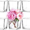 Set of 6 Square Glass Vases 5" x5" x 5", Clear Flower Vases for Centerpieces, Candle Holder for Wedding Party Events, Home Dcor
