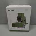 SUSTEAS Rotary Cheese Grater with Handle, Vegetable Slicer with 6 Interchangeable Blades, Reinforced Suction, Easy to Clean, Kitchen Chopper for Crushed Ice, Fruits and Nuts with Blade Storage Case, Green