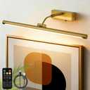 Picture Lights for Wall Battery Operated,24 Inch Wireless Rechargeable Art Lights for Pictures,3CCT Dimmable Retractable Painting Light with Remote & Timer,Glare Free for Gallery Light,Gold