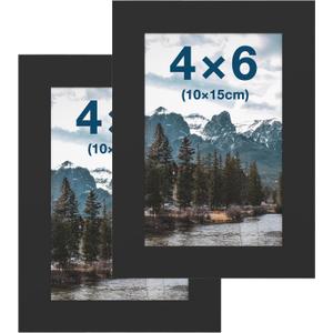 FrameWorks 2-Pack, 4x6 Picture Frame, Black  Classic Wooden Photo Frame with Tempered Glass, Modern Matte Finish for Prints, Posters, Certificates & Wall Decor  Gallery-Ready