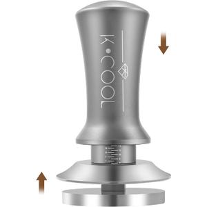 K COOL 51mm Coffee Espresso Tamper, Premium Barista Tools, Calibrated Spring Tamper, 100% Stainless Steel Flat Base Tamper with Scale Mark for Espresso Machine (Silver)