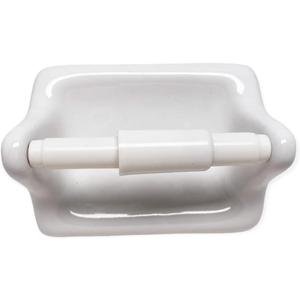 Tenedos Glazed Ceramic Bathroom Toilet Paper Holder Accessory White Wall Mount Durable Classic Design Not for Flat Surface Installation
