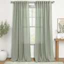 KOUFALL Sage Green Curtains 96 Inches Long 2 Panel Set,Organic Linen Modern Cottage Farmhouse Boho Chic Decor 8FT 8 FT Floor to Ceiling Curtains for Bedroom Living Room