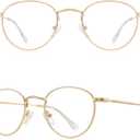 RB.Pilot Small Metal Round Reading Glasses for Women Men Classic Vintage Retro Shades Blue Light Blocking Computer Readers (Gold, 0.75)