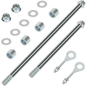 14mm 325mm Mini Bike Rear Axle + 225mm Front Axle Kit Compatible with Coleman CT200U Mini Bike 196CC 200CC 6.5HP Engine Gas Powered Powersports Accessories Parts 15mm Chain Adjuster (silver)
