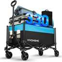 VIVOHOME Collapsible Wagon Carts, 330lbs 170L Utility Heavy Duty Foldable Wagons with Universal Wheels, Cup Holders & Side Pocket, Adjustable Handle, for Camping, Garden, Sports, Picnic, Shopping