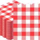 100 Pcs Red Gingham Napkins, Scalloped Red Cocktail Napkins for Wedding Summer Picnic Barbecue Baby & Bridal Shower