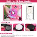 Pink Dog Harness with Airtag Holder, No-Pull Tactical Service Dogs Vest with Handle, Escape Proof Freedom Outdoor Easy Walk Jacket with Back Front Clip for Small Medium Large Breeds,M