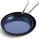 Blue Diamond Cookware 10" and 12" Skillet Frying Pan Set, Hard Anodized Healthy Ceramic Nonstick PFAS & PFOA-Free, Dishwasher & Oven Safe, Even Heating, Metal Utensil Safe, Warp Control, Gray