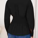 ZESICA Womens 2026 Spring Long Sleeve Blouse Business Dressy Casual Button Down Shirts Peplum Tops Fashion Trendy Clothes (Black, L)