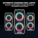 VeGue Karaoke Machine, Wireless Bluetooth PA System for Adults & Kids with Dual 8'' Subwoofers, 2 UHF Wireless Mics, Colorful LED Lights, Ideal for Home Karaoke, Party, Stage Performance (VS-0808)