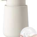 YAUKPH Matte Beige Foaming Hand Soap Dispenser Plastic 11 oz - Modern Minimalist Style for Bathroom & Kitchen Countertop Refillable